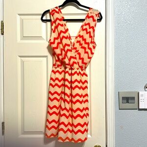 Peach Love Cream Summer Chevron pattern dress